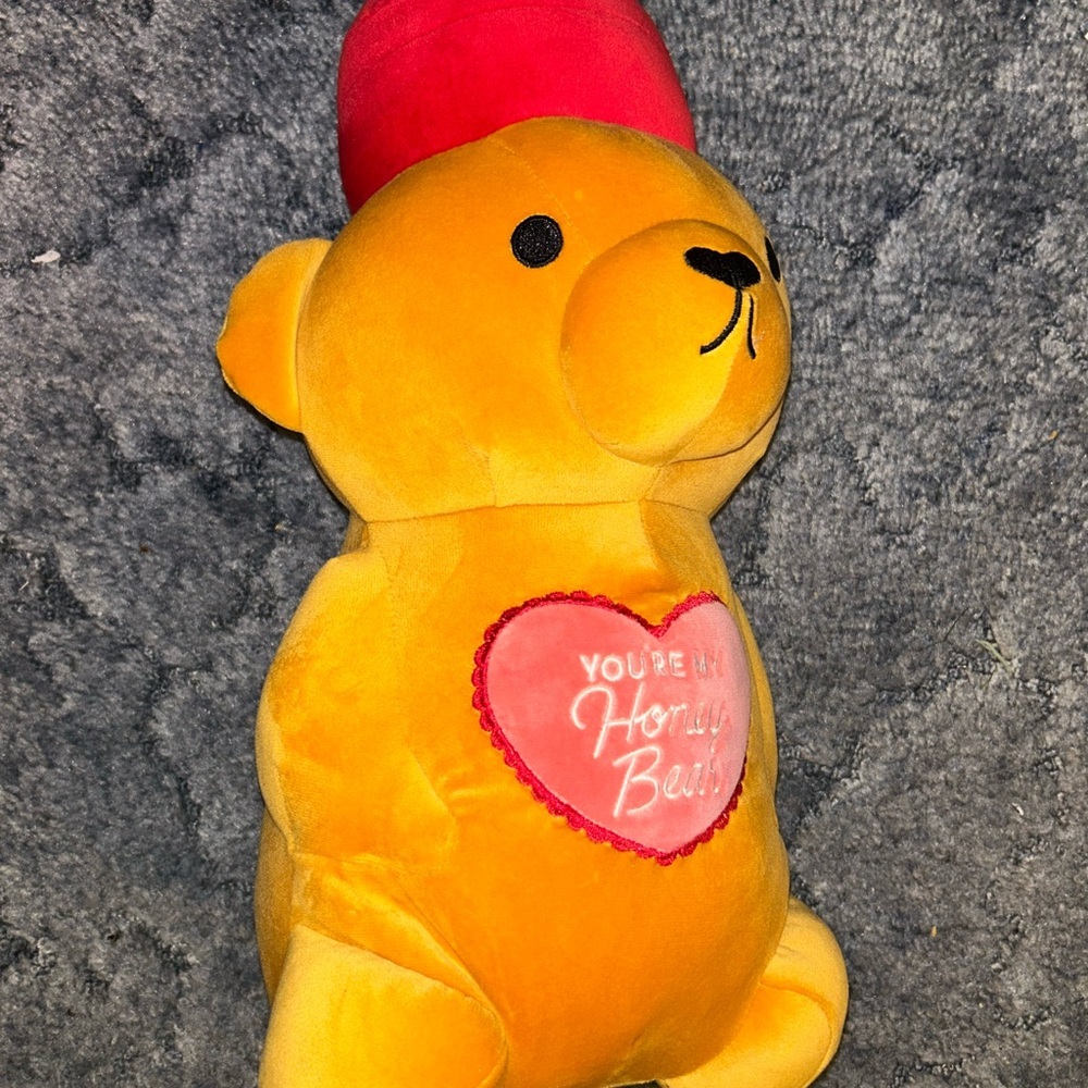 Kohl's Red and Orange Stuffed Bear with Heart